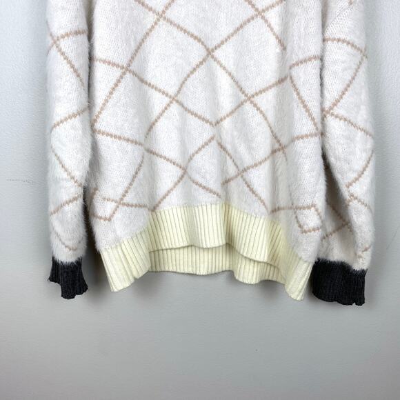 Listicle Fuzzy Sweater Knit Mock Neck Sweater Pullover Long Sleeve Soft Large - Picture 7 of 9